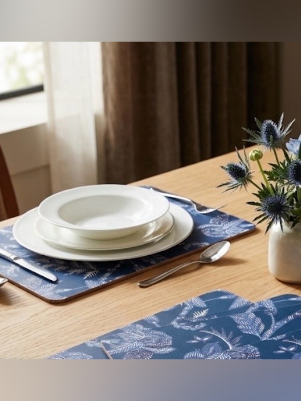 Chateau Blue Botanical Cork Placemats - Set of 4